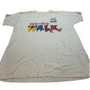Vintage retro white tee American heart WALK Men's size L
